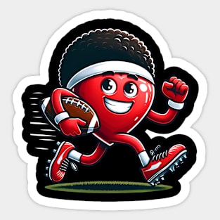 Valentine's Day Heart Football Player Sports Team Sticker